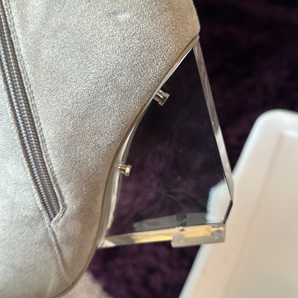 Azalea Wang Gray suede clear wedge boots - Picture 3 of 8